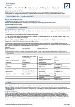 Produktinformationsblatt - Deutsche Bank - X