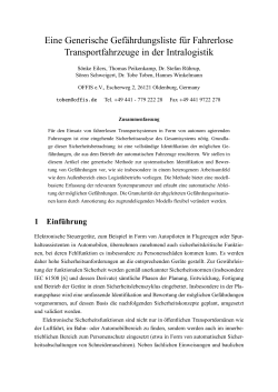 Eine Generische Gef&auml;hrdungsliste f&uuml;r Fahrerlose