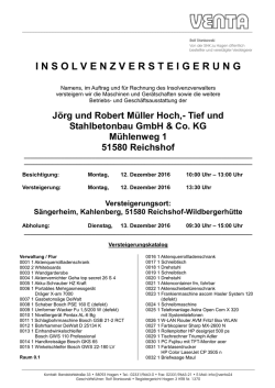 insolvenzversteigerun g - VENTA Industrieversteigerungen GmbH