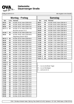 Haltestelle: Dauerwanger Straße Montag - Freitag Samstag