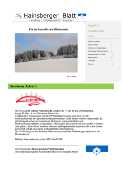 Hainsberger Blatt - Koordinationsb&uuml;ro f&uuml;r Soziale Arbeit