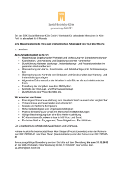 Hausmeisterstelle - Sozial-Betriebe-K&ouml;ln