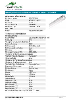 Datenblatt Watertight luminaire Fluorescent lamp D=26 mm G13 1