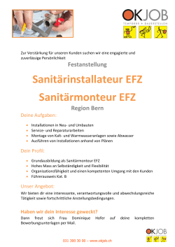 Sanitärinstallateur EFZ Sanitärmonteur EFZ