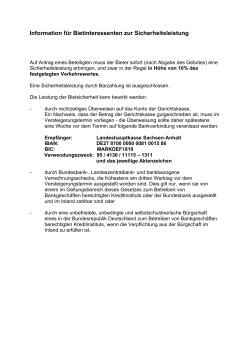 Information f&uuml;r Bietinteressenten zur Sicherheitsleistung