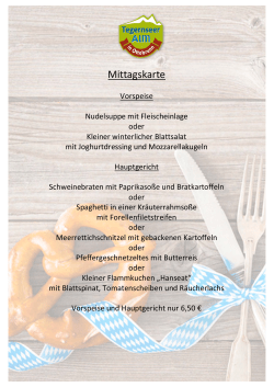 Mittagskarte - Gaststätte Tegernseer Alm