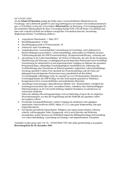 Dissertant/in School of Education, Bereich Bildungswissenschaften