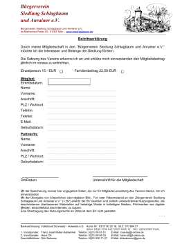 Beitrittserklärung - Bürgerverein Siedlung Schlagbaum und Anrainer