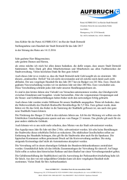 Haushaltsrede Aufbruch C
