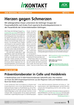 AOK Niedersachsen - inKONTAKT der Selbsthilfe Newsletter der AOK