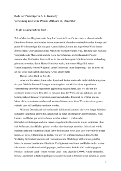 Rede der Preistr&auml;gerin A. L. Kennedy Verleihung des Heine