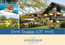Preisliste 2017 - Hotel, Sonnenhof
