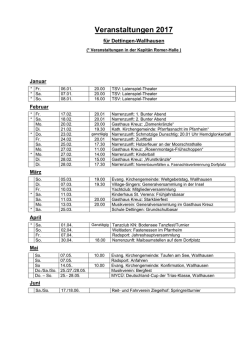 Jahres-Veranstaltungsplan 2017 der Ortsverwaltung