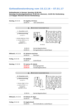 Gottesdienstordnung vom 10.12.16 &ndash; 07.01.17