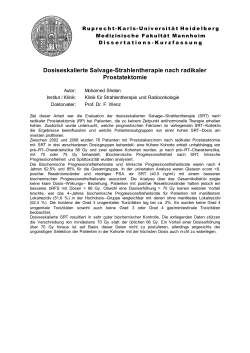 Dosiseskalierte Salvage-Strahlentherapie nach radikaler