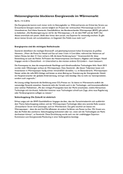 Heizenergiepreise blockieren Energiewende im