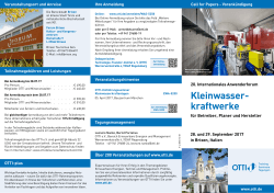 15. Internationales Anwenderforum Kleinwasserkraftwerke