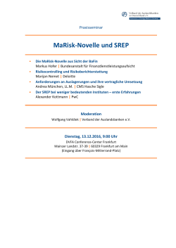 MaRisk-Novelle und SREP - Verband der Auslandsbanken in