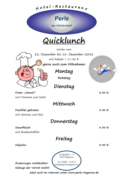 Quicklunch - Das Hotel-Restaurant Perle am Mühlenteich in Hagenow