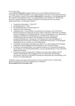 Dissertant/in School of Education, Bereich Psychologische Diagnostik