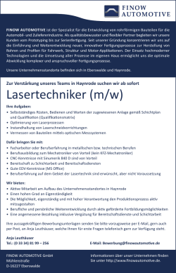 Lasertechniker - Finow Automotive GmbH
