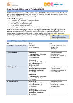 Terminübersicht Bildungstage im FSJ Kultur 2016-17