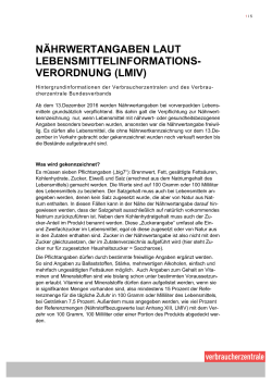 (LMIV) | Hintergrundpapier des vzbv und der Verbraucherzentralen