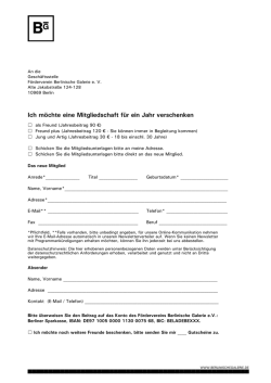 Jetzt schenken - Berlinische Galerie