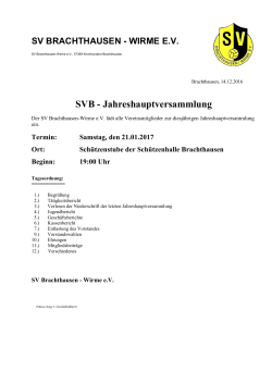 SVB - Jahreshauptversammlung - SV Brachthausen