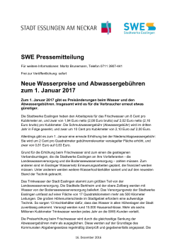 SWE Pressemitteilung Neue Wasserpreise und Abwassergebühren