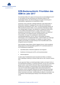 ECB Banking Supervision: SSM supervisory priorities 2017