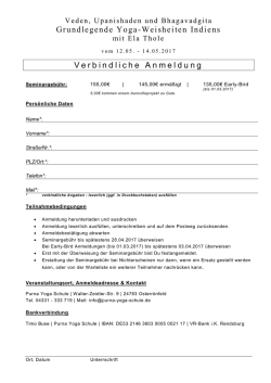 Grundlegende Yoga-Weisheiten Indiens Verbindliche Anmeldung