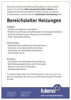 Inserat Bereichsleiter