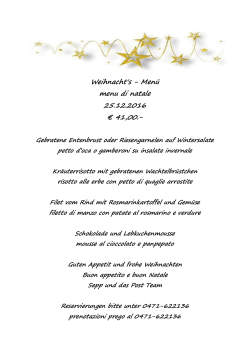 Weihnacht`s - Menü menu di natale 25.12.2016 € 41,00.-