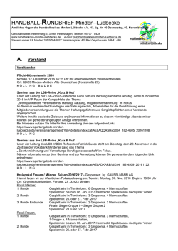 HANDBALL-RUNDBRIEF Minden&ndash;L&uuml;bbecke