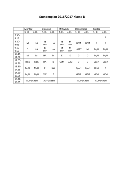 Stundenplan 2016/2017 Klasse D