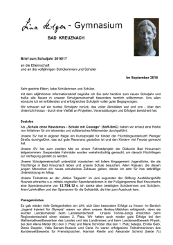 Elternbrief zum Schuljahr 2016/17