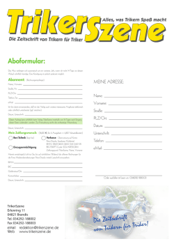 Die Zeitschrift von Trikern f&uuml;r Triker!