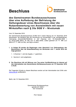 Beschluss - Gemeinsamer Bundesausschuss