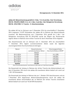 Herzogenaurach, 12. Dezember 2016 adidas AG