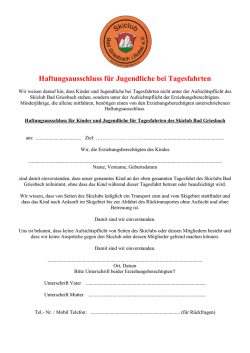 Haftungsausschluss f&uuml;r Jugendliche bei Tagesfahrten