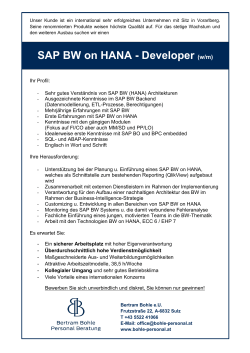 SAP BW on HANA - Developer (w/m) - rheintaljob.at
