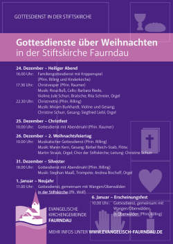 Gottesdienste &uuml;ber Weihnachten in der Stiftskirche Faurndau