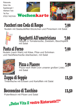 Wochenkarte, 11.12.2016 - Ristorante Pizzeria DOLCE VITA