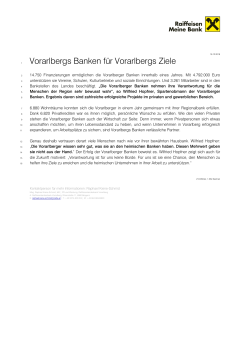 Vorarlbergs Banken für Vorarlbergs Ziele