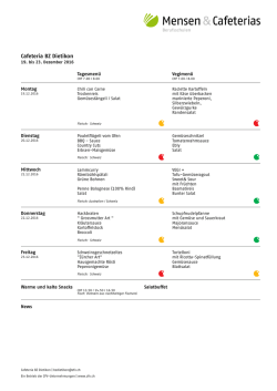 Weekly menu