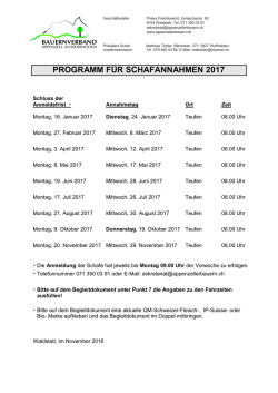 PROGRAMM FÜR SCHAFANNAHMEN 2017