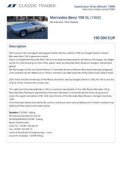Mercedes-Benz 190 SL (1960) 190 000 EUR