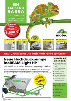 EIN Neue Hochdruckpumpe inoBEAM Light HP