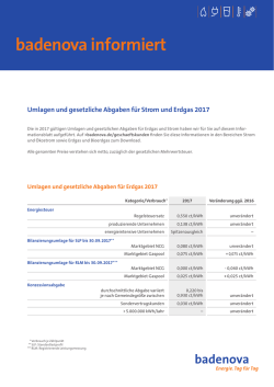 Umlagen und gesetzlichen Abgaben für Strom 2017